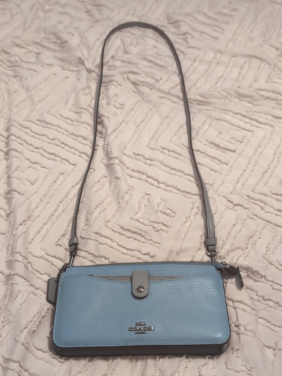 Coach Handbags - Coach Light Blue Pebbled Leather Crossbody